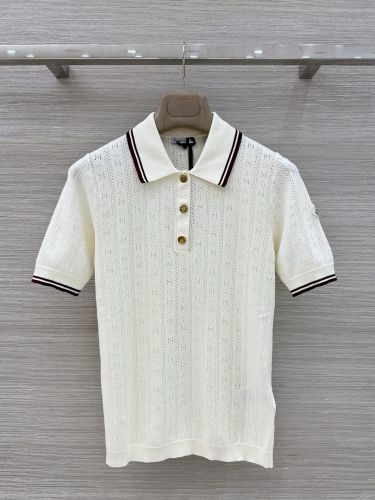 透かし編み ショートスリーブ ポロニット モンクレール ニット 偽物 コットン