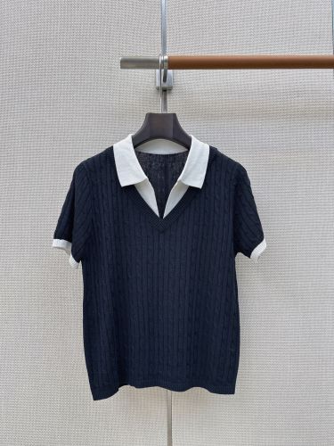 ケーブル編み レイヤード風 ニットポロ ラルフローレン ニット 偽物 ネイビー