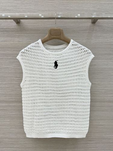 透かし編み メッシュ ベスト ラルフローレン ニット 偽物 ポニー刺繍 ホワイト