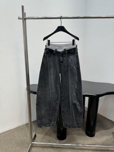 ダブルウエスト バレルレッグ デニムパンツ アレキサンダーワング ジーンズ 偽物 