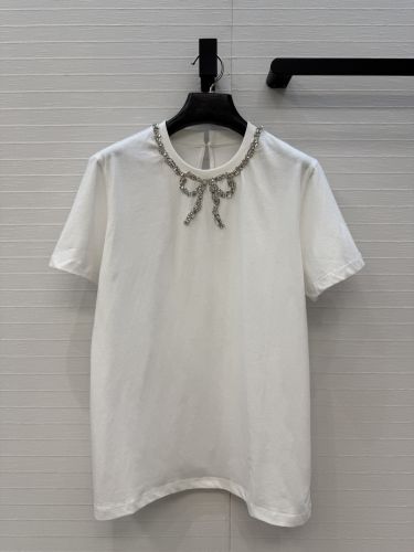 ビジュー装飾 コットン 半袖Tシャツ ヴァレンティノ Tシャツ 偽物 ホワイト