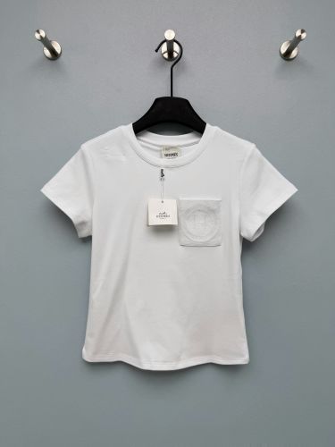 エンブローデッド ポケット 半袖Tシャツ エルメス Tシャツ コピー ホワイト
