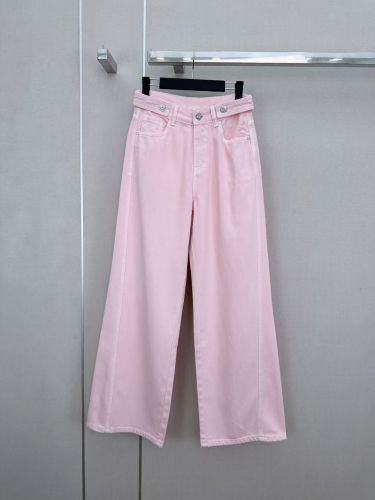 洗練された ビジューボタン デニムパンツ エルメス ジーンズ コピー ピンク