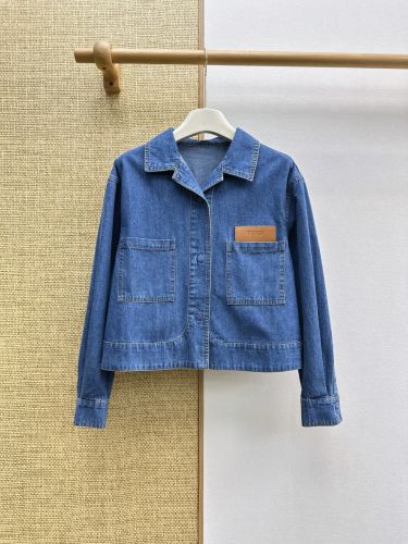 レザーパッチ クロップド デニムジャケット フェンディ ジャケット 偽物 ブルゾン