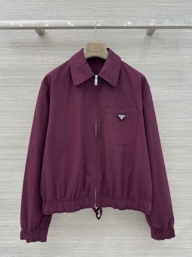 洗練された ダブルジップ ブルゾン プラダ ジャケット 偽物 ボルドー