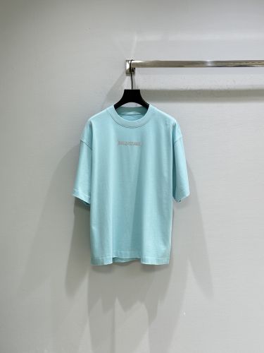 バレンシアガ Tシャツ コピー シンプル コットン 半袖Tシャツ ブルー