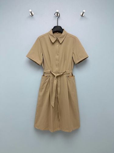 シンプル 半袖 シャツワンピース バーバリー ワンピース コピー ベージュ