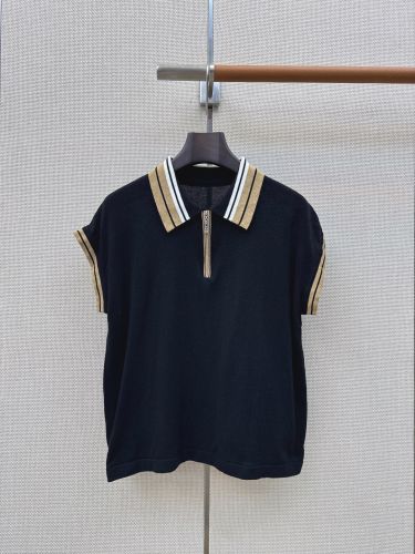 上品 カジュアル ハーフジップ ニットポロ バーバリー ニット コピー ブラック