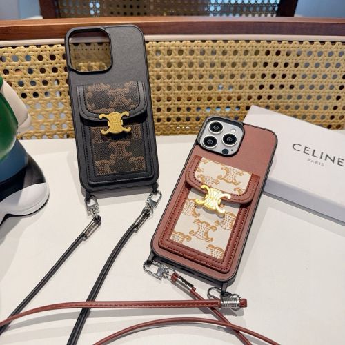 ストラップ付き トリオンフ  iPhoneケース セリーヌ アイフォンケース 偽物 