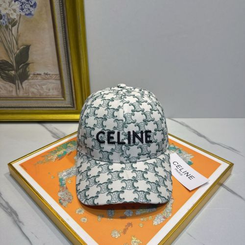 セリーヌ キャップ 偽物 トリオンフ総柄 ロゴ刺繍 ベースボールキャップ