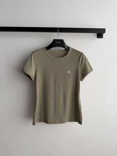 コットンリネン 半袖Tシャツ セリーヌ Tシャツ コピー グリーン