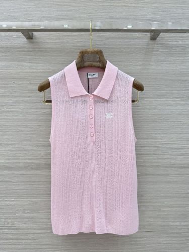 トリオンフ刺繍 ウール ニットポロ セリーヌ ニット コピー ピンク