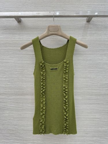 フリル リブニット タンクトップ ミュウミュウ ニット コピー グリーン