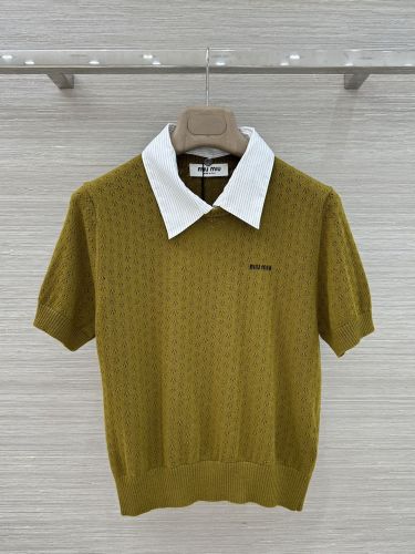 ミュウミュウ ニット コピー ウール 透かし編み 半袖 ニットトップス