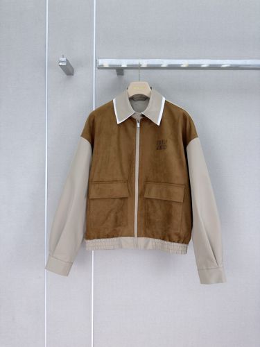 異素材コンビ ジップアップ ブルゾン ミュウミュウ ジャケット コピー 