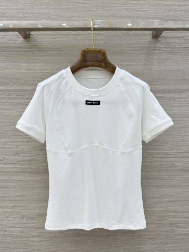 洗練された 合わせやすい 半袖Tシャツ ミュウミュウ Tシャツ コピー ホワイト