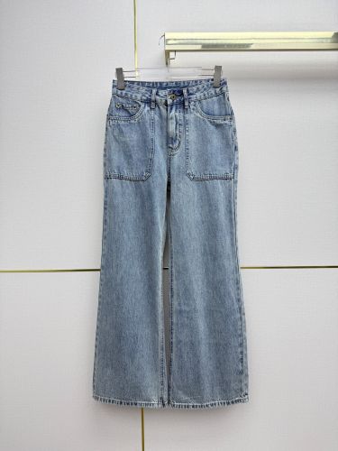 ワイドレッグ デニムパンツ ミュウミュウ ジーンズ コピー ブルー