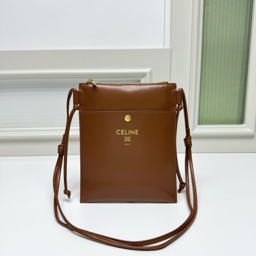 シンプル 上品 フラットショルダーバッグ セリーヌ バッグ コピー ブラウン