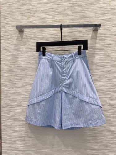 コットン ストライプ ショートパンツ ロエベ パンツ 偽物 ブルー