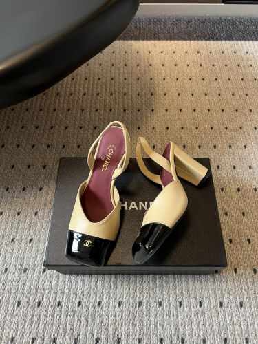 シャネル パンプス コピー 目を惹く バイカラー ハイヒール スリングバック