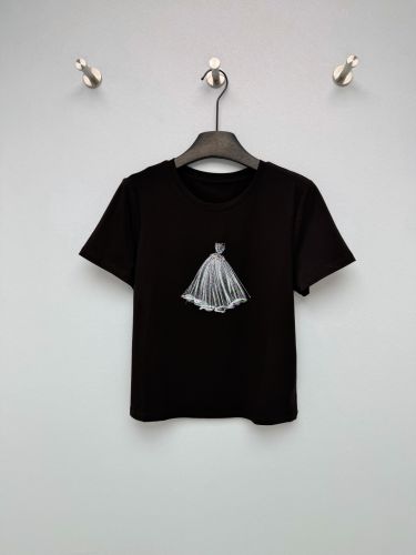 おしゃれ ドレスプリント 半袖Tシャツ シャネル Tシャツ コピー ブラック