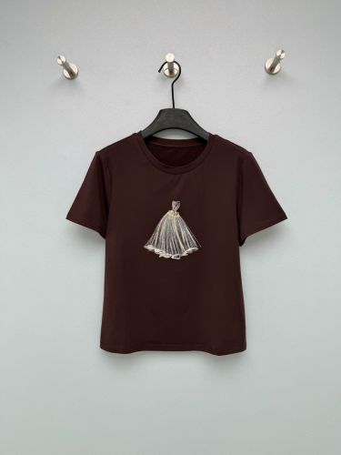 おしゃれ ドレスプリント 半袖Tシャツ シャネル Tシャツ コピー ブラウン