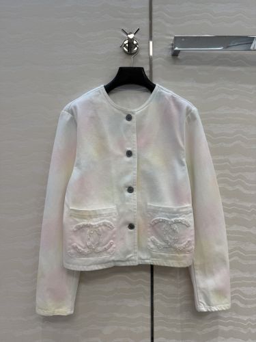 タイダイ ノーカラー デニムジャケット シャネル ジャケット コピー ブルゾン