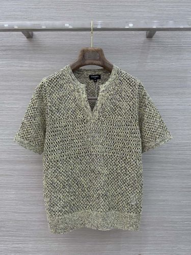 透かし編み スキッパー ニットトップス シャネル ニット コピー 半袖