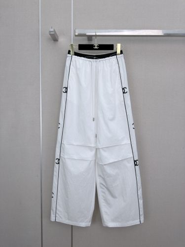 カジュアル スタイリッシュ ロゴ ワイドパンツ シャネル パンツ 偽物 ホワイト
