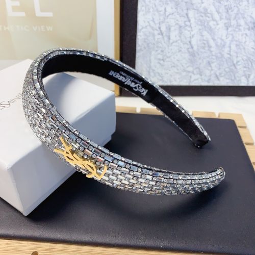 キラキラ ビジュー YSLロゴ イヴ・サンローラン カチューシャ 偽物 ヘアアクセサリー