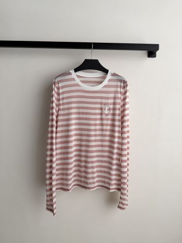 ボーダー ロングスリーブTシャツ イヴ・サンローラン Tシャツ 偽物 ピンク