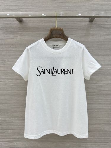 シンプル ロゴプリント 半袖Tシャツ イヴ・サンローラン Tシャツ 偽物 ホワイト