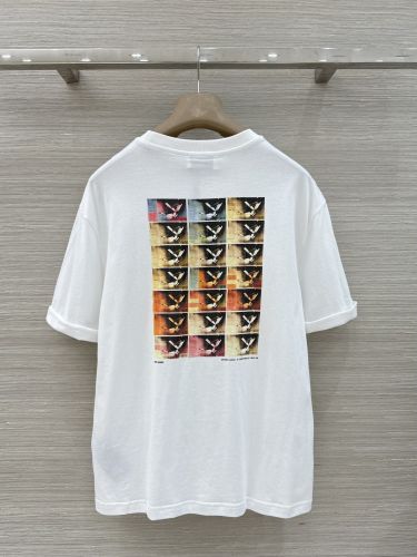 バックプリント コットン 半袖Tシャツ イヴ・サンローラン Tシャツ 偽物 ホワイト