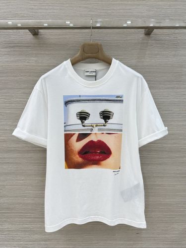 カジュアル 洗練された プリント イヴ・サンローラン Tシャツ 偽物 コットン