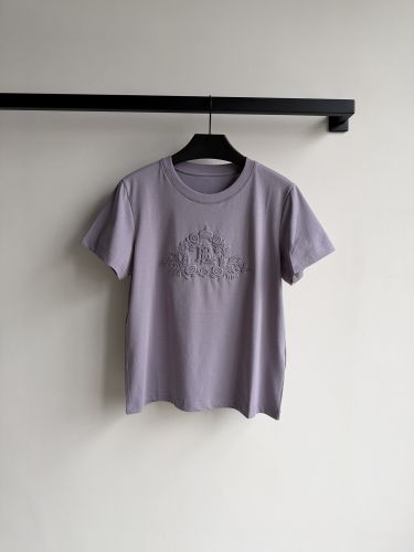 シンプル 上品 エンブロイダリー 半袖Tシャツ ラルフローレン Tシャツ 偽物 パープル
