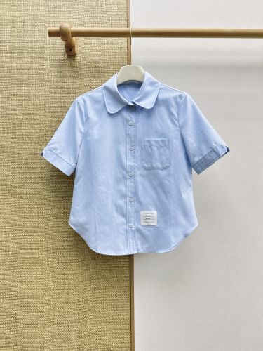 カジュアル 可愛い 半袖シャツ トムブラウン シャツ コピー ライトブルー
