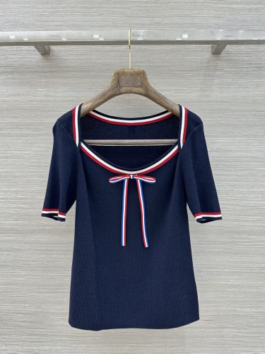 可愛い ウール＆シルク リブニット トムブラウン ニット コピー ネイビー