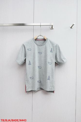 遊び心満載 クジラ ヨット 半袖Tシャツ トムブラウン Tシャツ コピー グレー