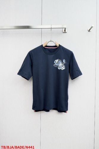 トムブラウン Tシャツ コピー プリント コットン 半袖Tシャツ クルーネック