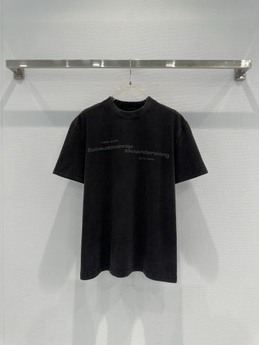 ユニセックス ロゴ入り 半袖Tシャツ アレキサンダーワング Tシャツ コピー ダークグレー