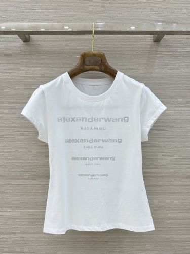 アレキサンダーワング Tシャツ コピー ラインストーンロゴ 半袖Tシャツ ホワイト
