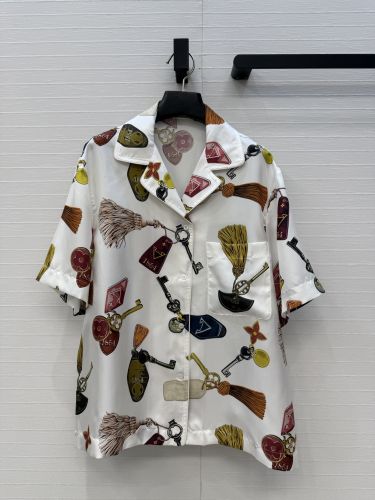 ゲットアウェイ プリント ショートスリーブシャツ ルイ・ヴィトン シャツ コピー シルク