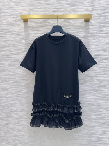 ラッフルトリム Tシャツドレス ルイ・ヴィトン ワンピース コピー ブラック