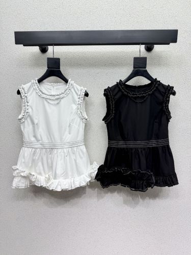 ラッフルトリム トップ ルイ・ヴィトン コピー コットンブレンド