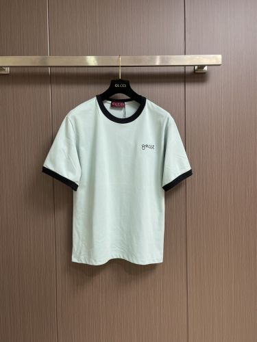 配色 スクリプトロゴ リンガーTシャツ グッチ Tシャツ 偽物 コットン ライトグリーン