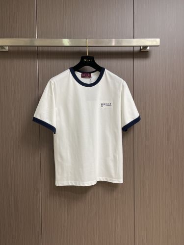 配色 スクリプトロゴ リンガーTシャツ グッチ Tシャツ 偽物 コットン ホワイト