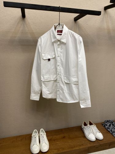 大人 カジュアル 長袖シャツ グッチ シャツ 偽物 メンズ ホワイト