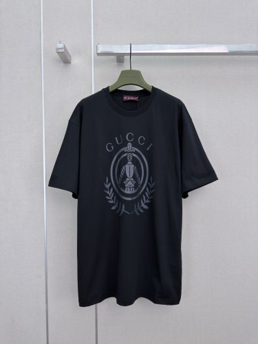 ユニセックス グッチ Tシャツ 偽物 ロゴプリント コットン 半袖Tシャツ ブラック