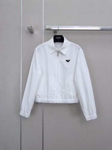 シンプル ジップアップ ブルゾン プラダ ジャケット 偽物 ホワイト