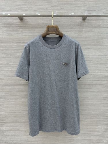 カジュアル 洗練された 半袖Tシャツ プラダ Tシャツ 偽物 コットン グレー
